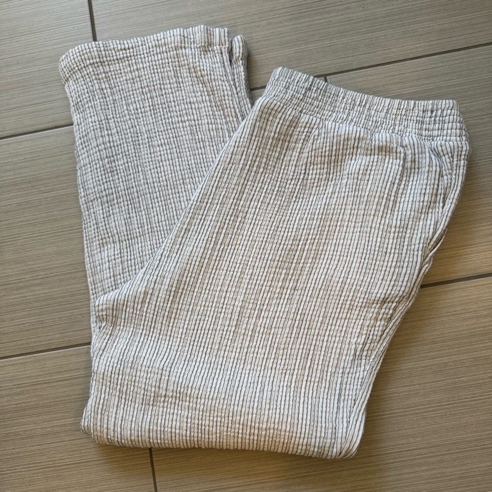 J. Jill Ribbed Cream Wide-Leg Pull-On Pants